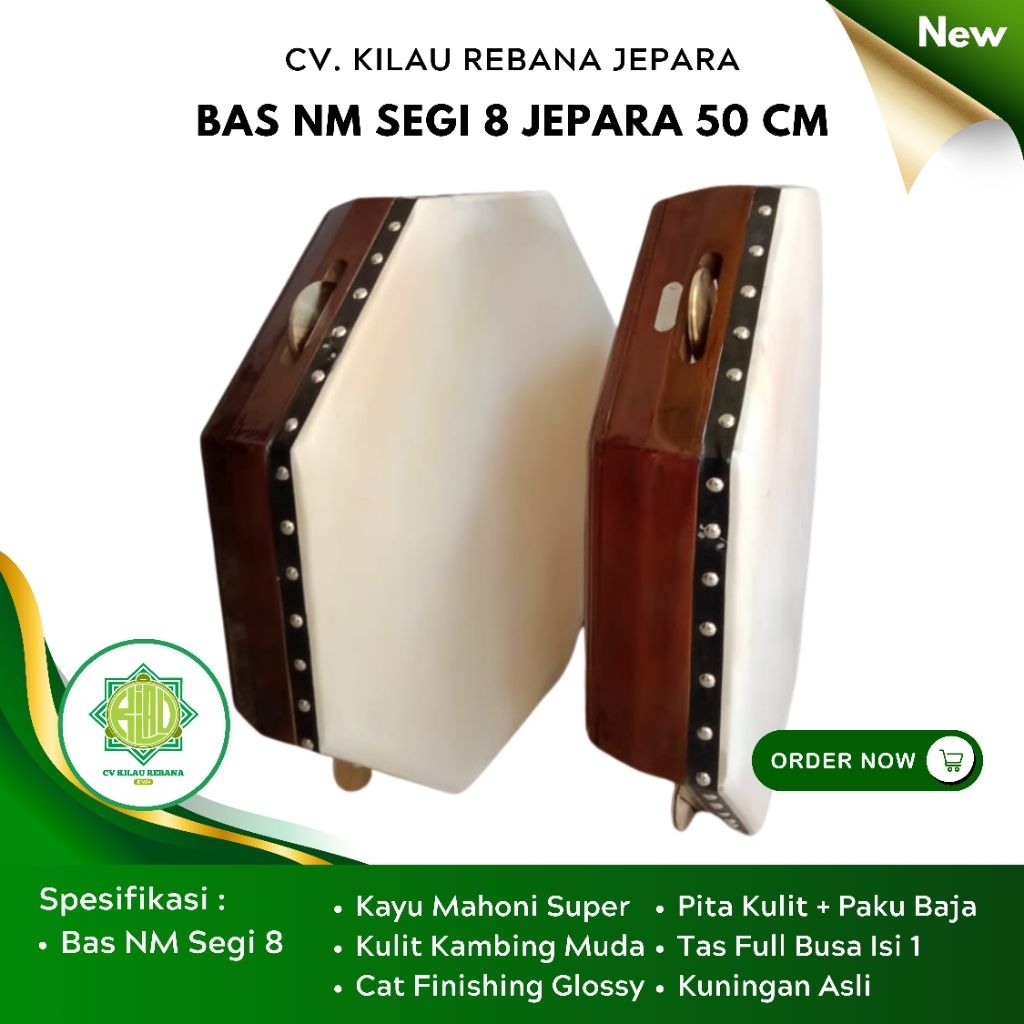 Bas Hadroh Segi 8 Kulit Polos 50 Cm Khas Jepara Berkualitas & Bergaransi
