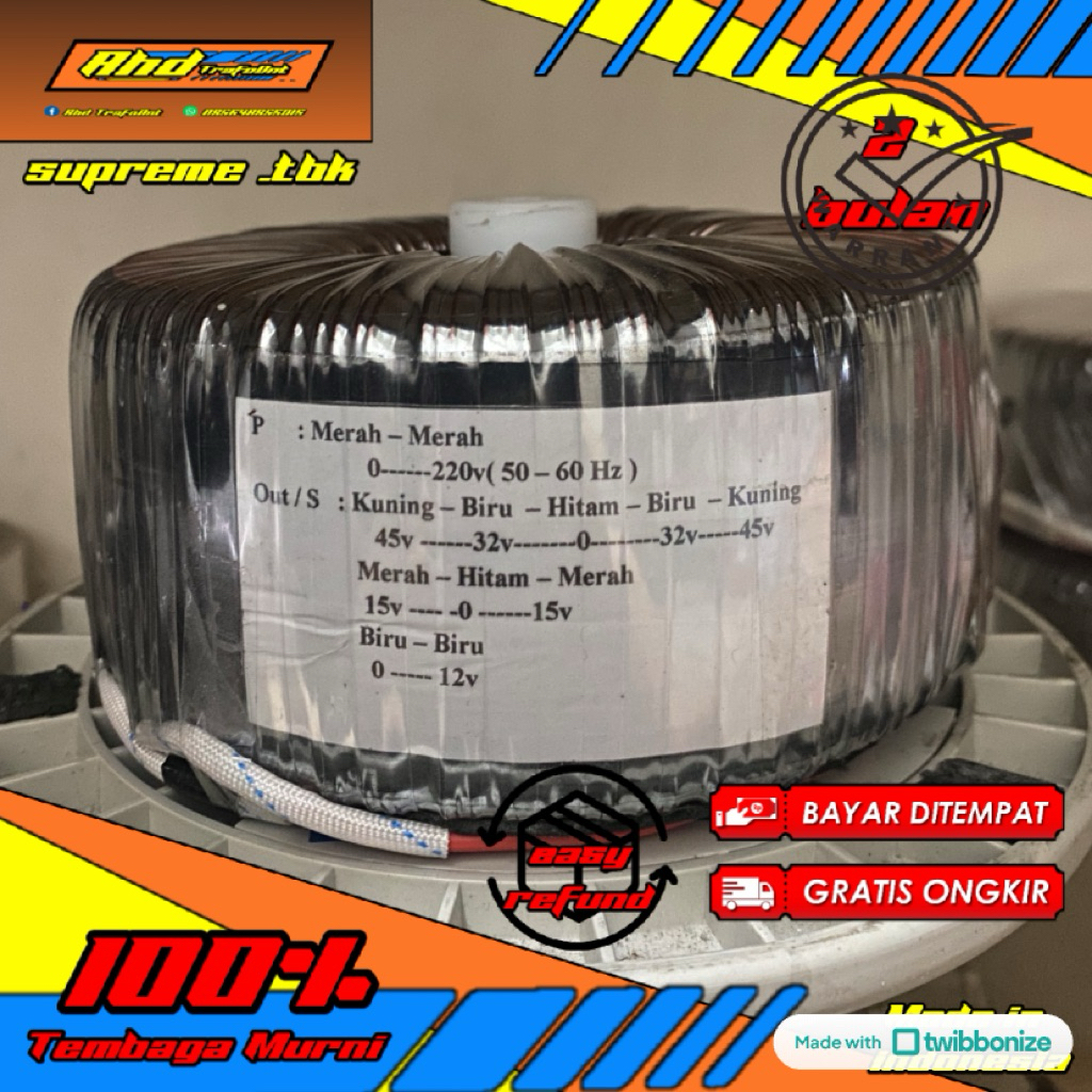 trafo donat 10A ct45 tembaga murni full supreme