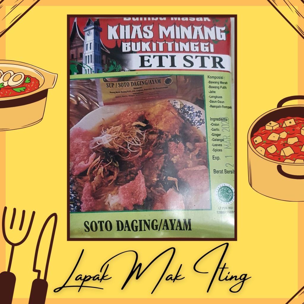 

Bumbu Masak Khas Minang Bukittinggi Eti STR - Soto Daging/Ayam