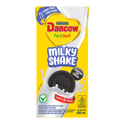 

Nestle Dancow FortiGro Milkyshake Susu UHT Cookies & Cream Kotak 180 ml