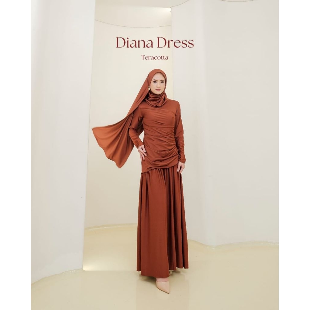 Diana Dress - dress viral terkini - dress simple elegan - ootd muslimah - dress kondangan- gaun pest