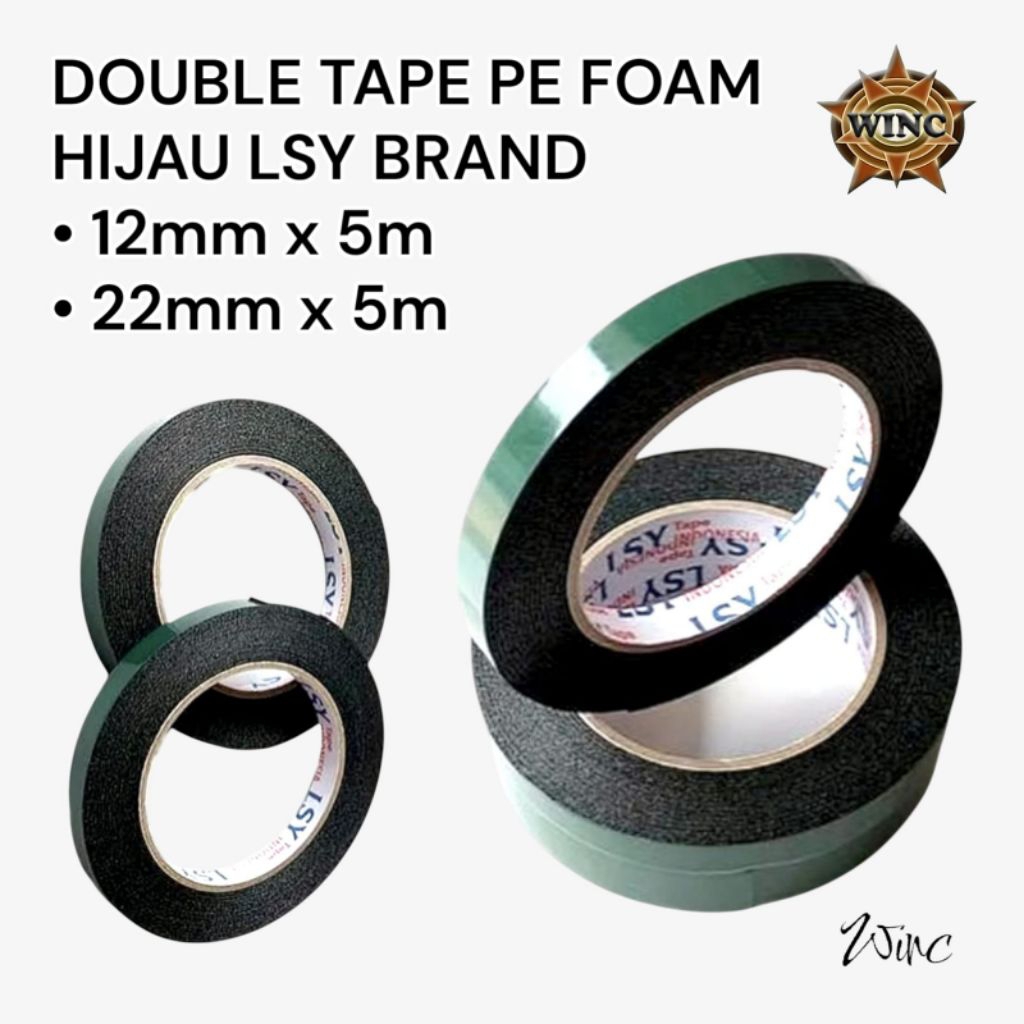 

Double Tape PE Foam Hijau 12mm x 5m || 22mm x 5m