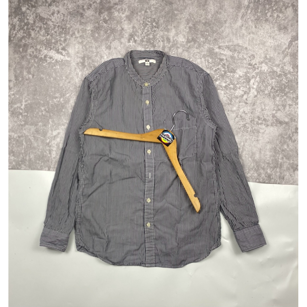 uniqlo sanghai stripe kemeja pria