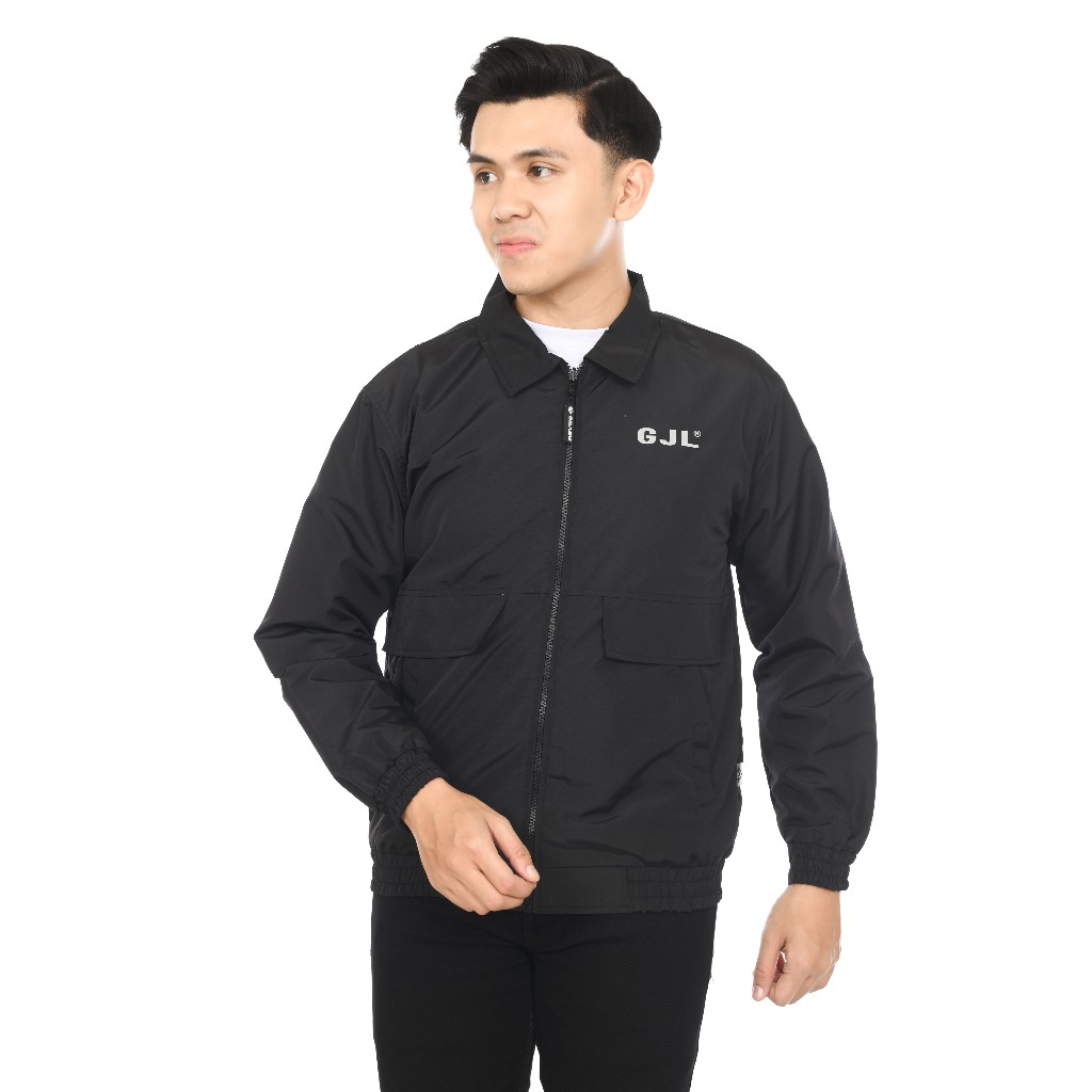 Ghajleng Jaket Parasut Pria /Jaket Cowok Dewasa model terbaru black