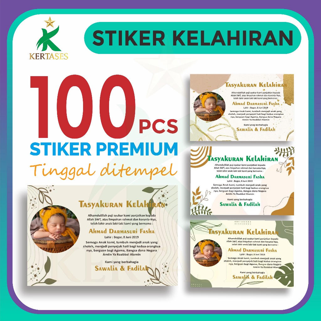 

KERTASES - 100 PC stiker kelahiran anak / stiker kelahiran bayi/ stiker kelahiran bayi lucu