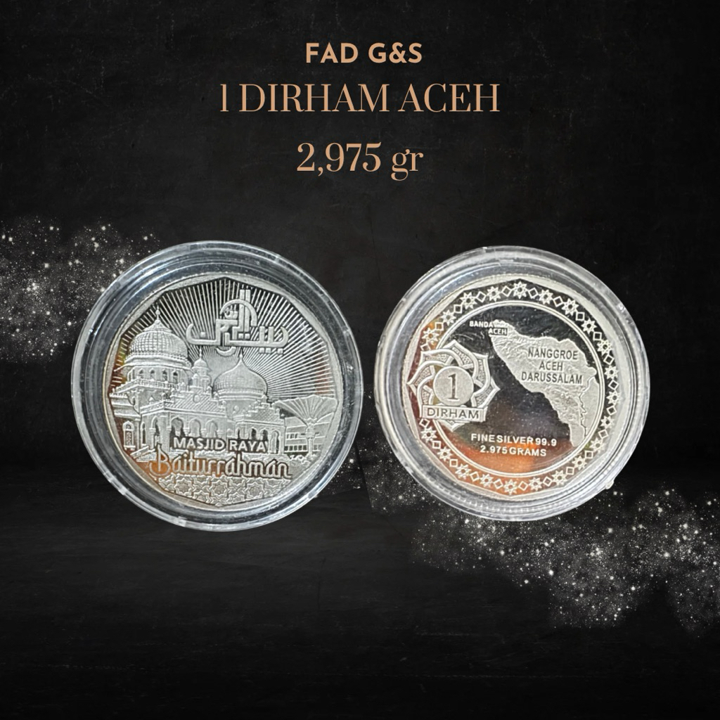 finesilver koin 1 Dirham Aceh Mesjid Baiturrahman 2,975 gr
