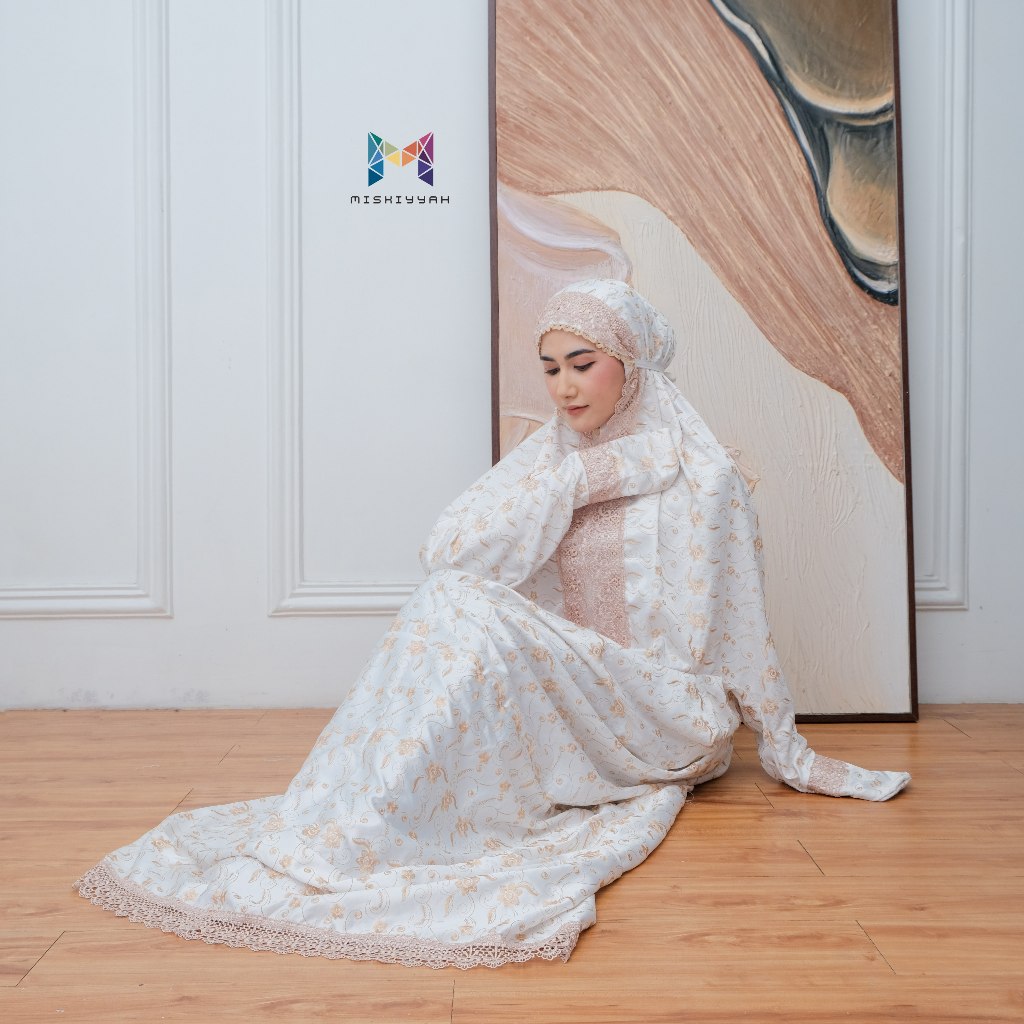 MISKIYYAH - Mukena Terusan Sutra Dewasa Mukena Paris Prada Renda