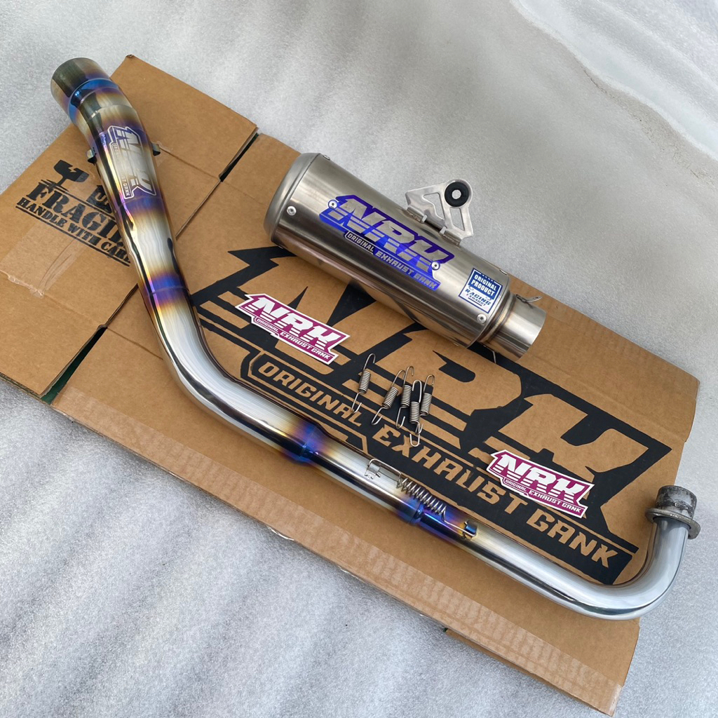 kenalpot origina nrk exhaust leher titanium kolong road race inlet 50mm cocok untuk motor supra x125