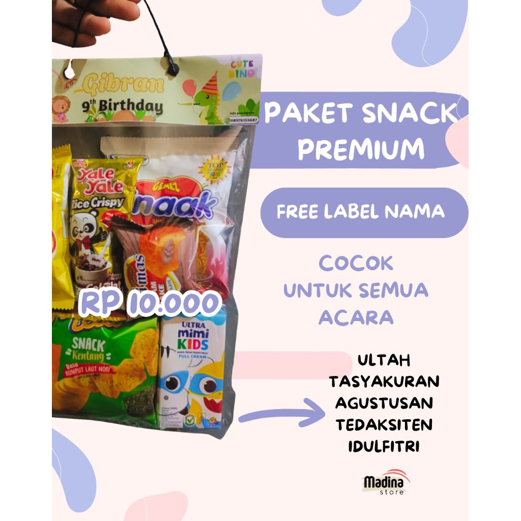 

Paket Premium Snack Ultah Anak Free Label Custom Nama Plus Foto