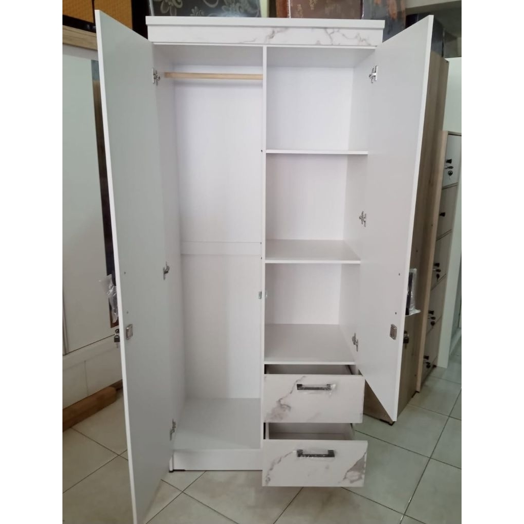lemari Pakaian | Lemari Baju 2 Pintu Kaca Panjang