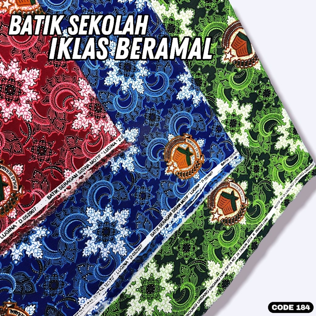 Kain Batik Sekolah Iklas Beramal Lugina Code 184 - Kain Batik Seragam Siswa Nasional Meteran