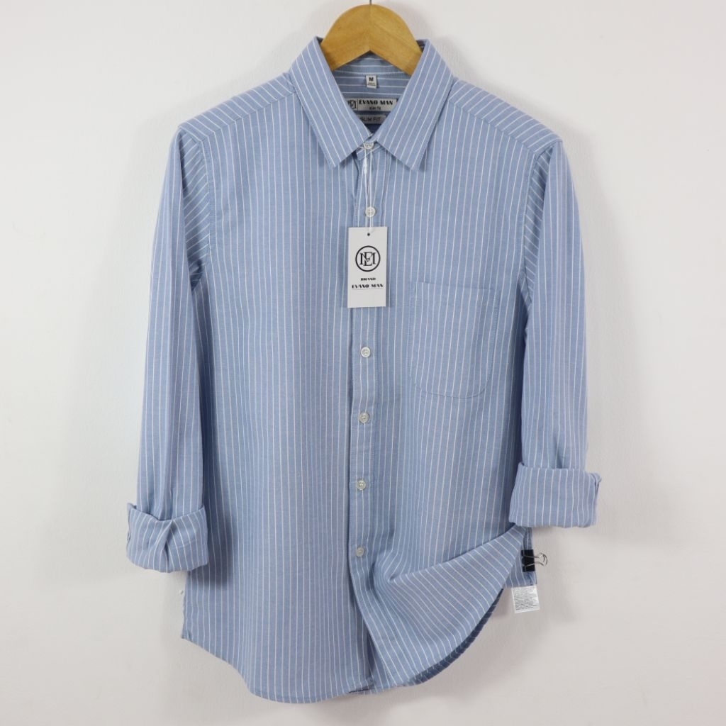 Kemeja lengan panjang pria Kemeja salur lengan penjang pria