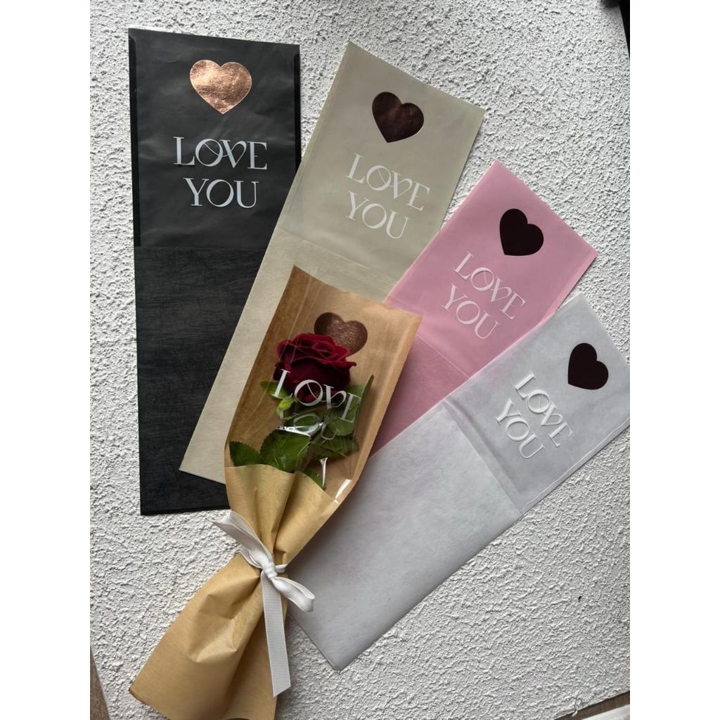 

(MIN 2) LOVE INSTANT SINGLE BOUQUET WRAP 5pcs, cellophane, kertas bunga mawar single