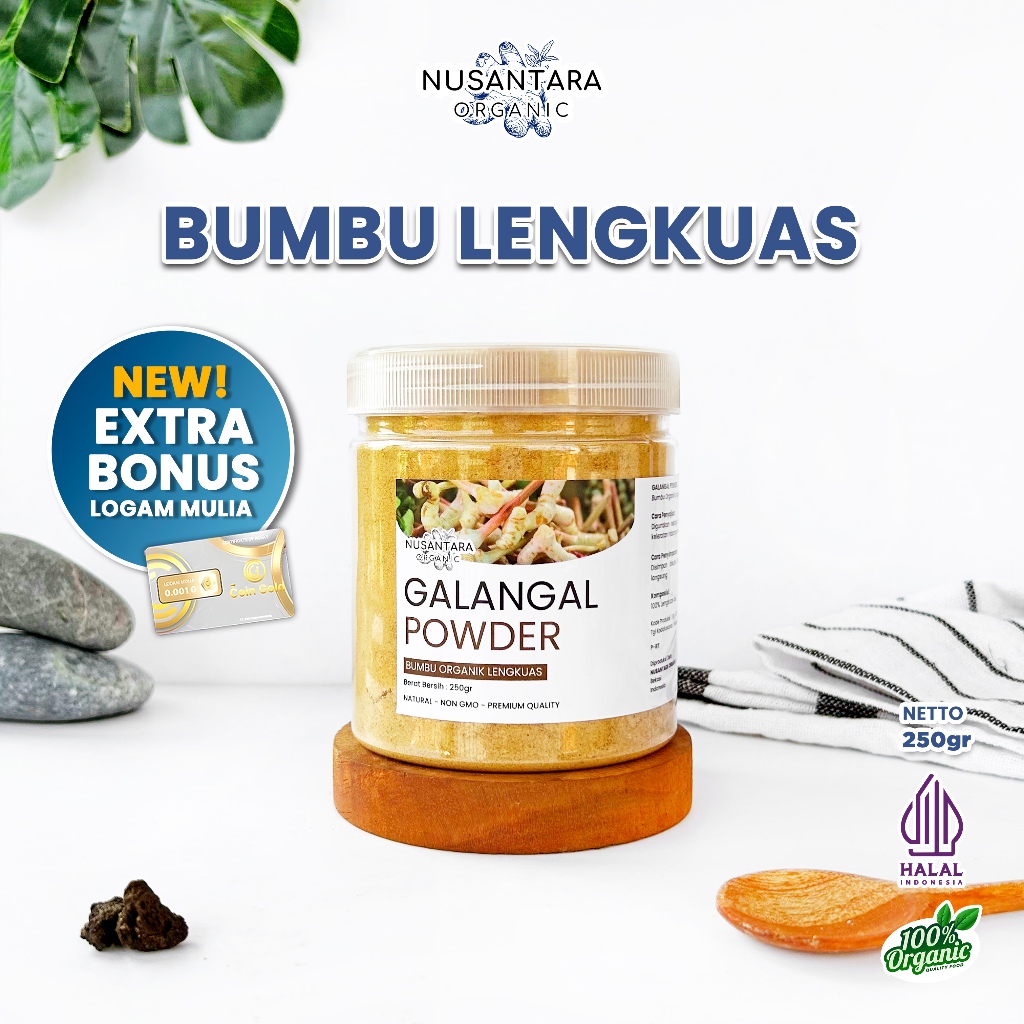 

Nusantara Organic Lengkuas Bubuk Murni Galangal Seasoning Tanpa Campuran Bumbu Dapur Asli 250gr