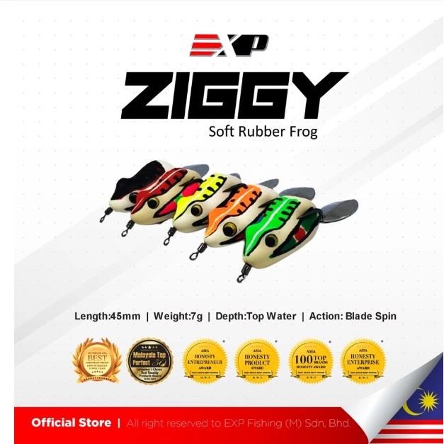 EXP ZIGGY FROG Soft Frog umpan casting umpan gabus kodok tiruan umpan tiruan karet asli thailand
