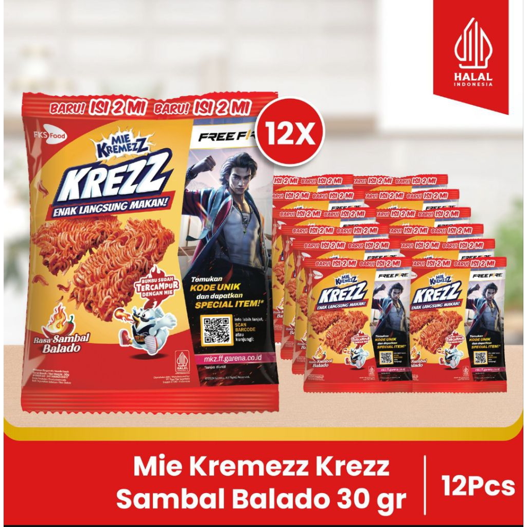 

Paket Bundling - Mie Kremezz Krezz - Sambal Balado - 30gr - 12pcs