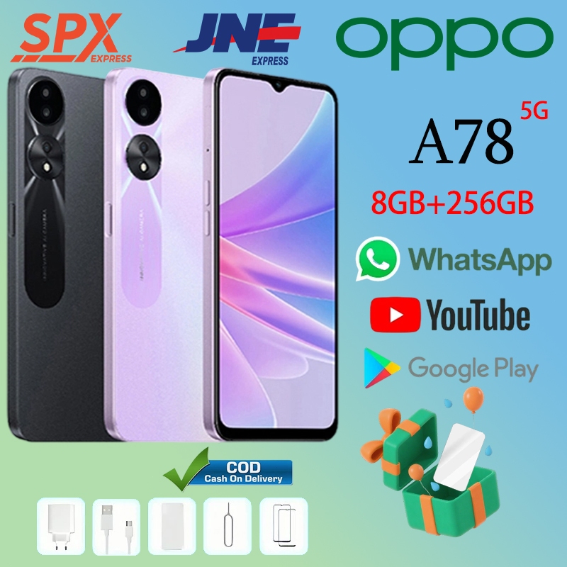 【COD】HP OPPO A78 Ram 8/256GB Smartphone 5G LET 6.56 inch Dual SIM 50MP+8MP Handphone,Garansi 1 tahun