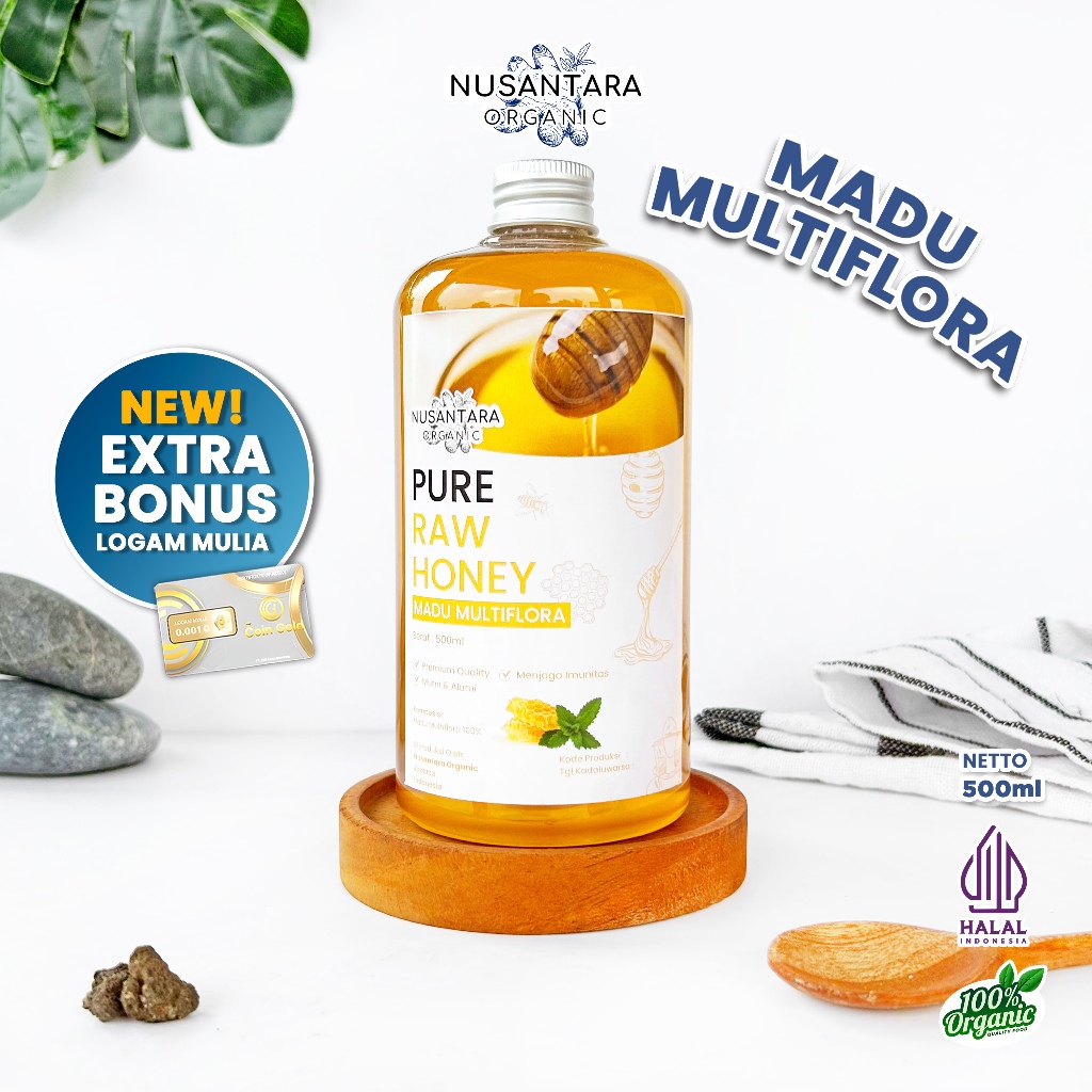 

Nusantara Organic Madu Multiflora Murni Natural Raw Honey Asli Alami Multi Flora Organik 500ml
