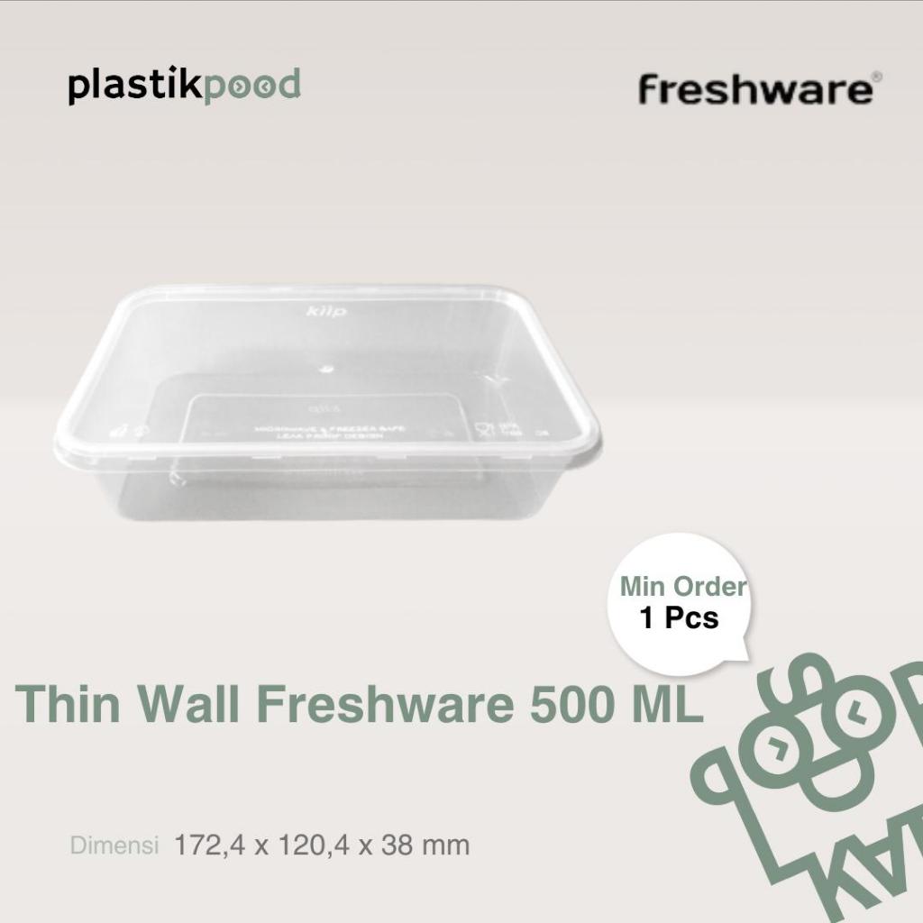 Thin Wall Persegi Panjang Freshware 500ML Kotak Box Nasi Makan Plastik Food Grade