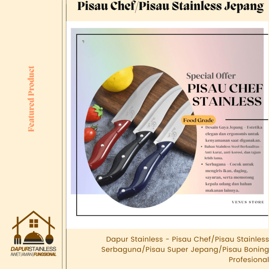 Dapur Stainless - Pisau Chef/Pisau Stainless Serbaguna/Pisau Super Jepang/Pisau Boning Profesional