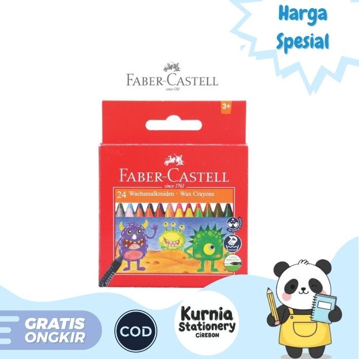 

Faber-Castel Wax Crayon / Krayon Lilin Regular ( Isi 24 Pcs, 16 pcs, 12 pcs )