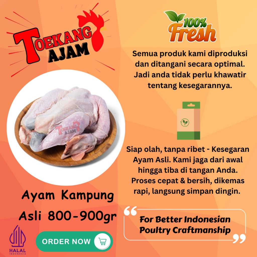 

AYAM KAMPUNG ASLI 0.8-0.9 / AYAM KAMPUNG SEGAR UKURAN 800-900 gr / BISA UTUH, BISA POTONG