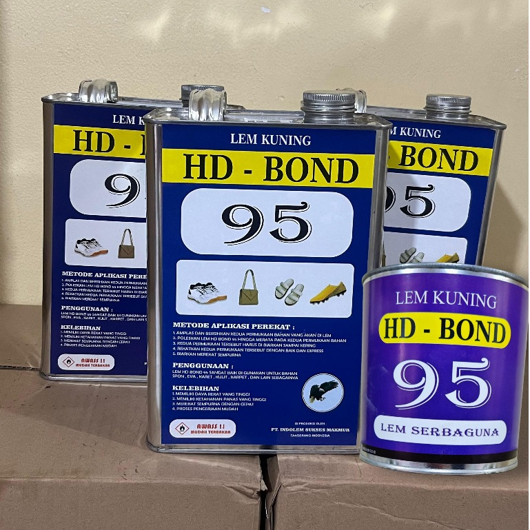 Lem HD-BOND 95 - Lem Kuning Berkualitas Kuat dan Tahan Lama, Lem Sepatu, Sendal, Tas, Dll.