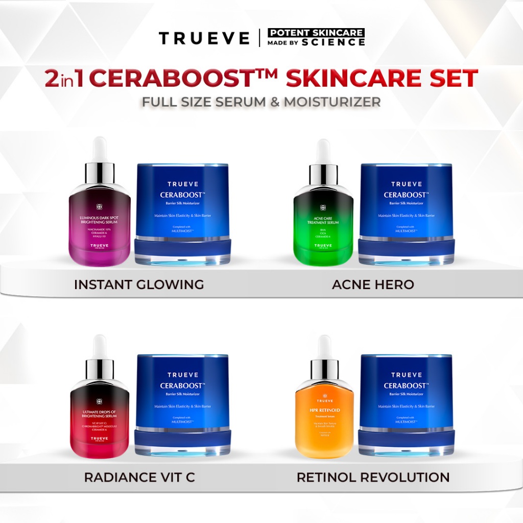 [PAKET 2 PCS - SAVE MORE] TRUEVE Ceraboost Moisturizer Gel 30g & Serum 15ml for All Skin Concern (Lu