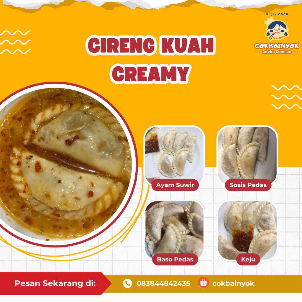 

CIRENG KUAH CREAMY JUMBO ISI AYAM SUWIR ISI 4