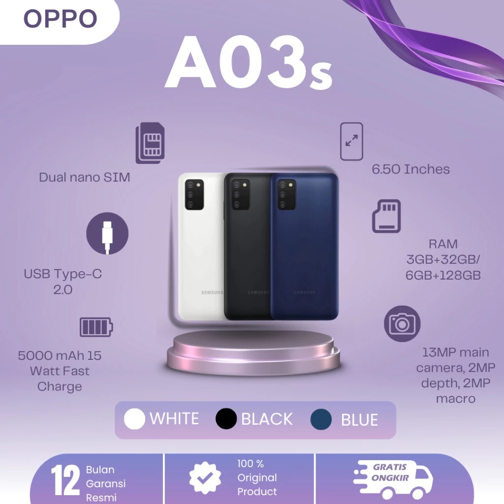Samsung Galaxy A03s RAM 6GB/128GB 6.5inch Baru smartphone murah promo cuci gudang hp android