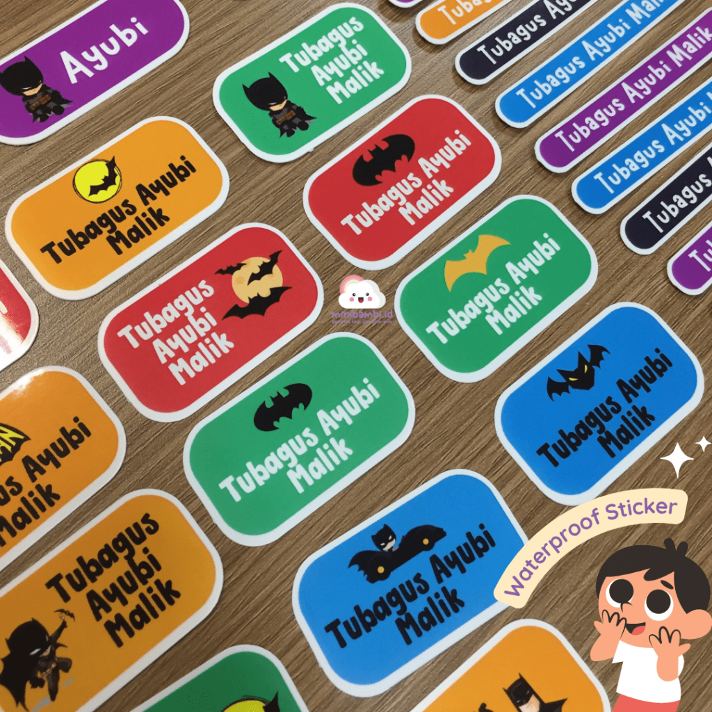 

Sticker Custom Nama Waterproof Sticker Alat Tulis Tempat Bekal