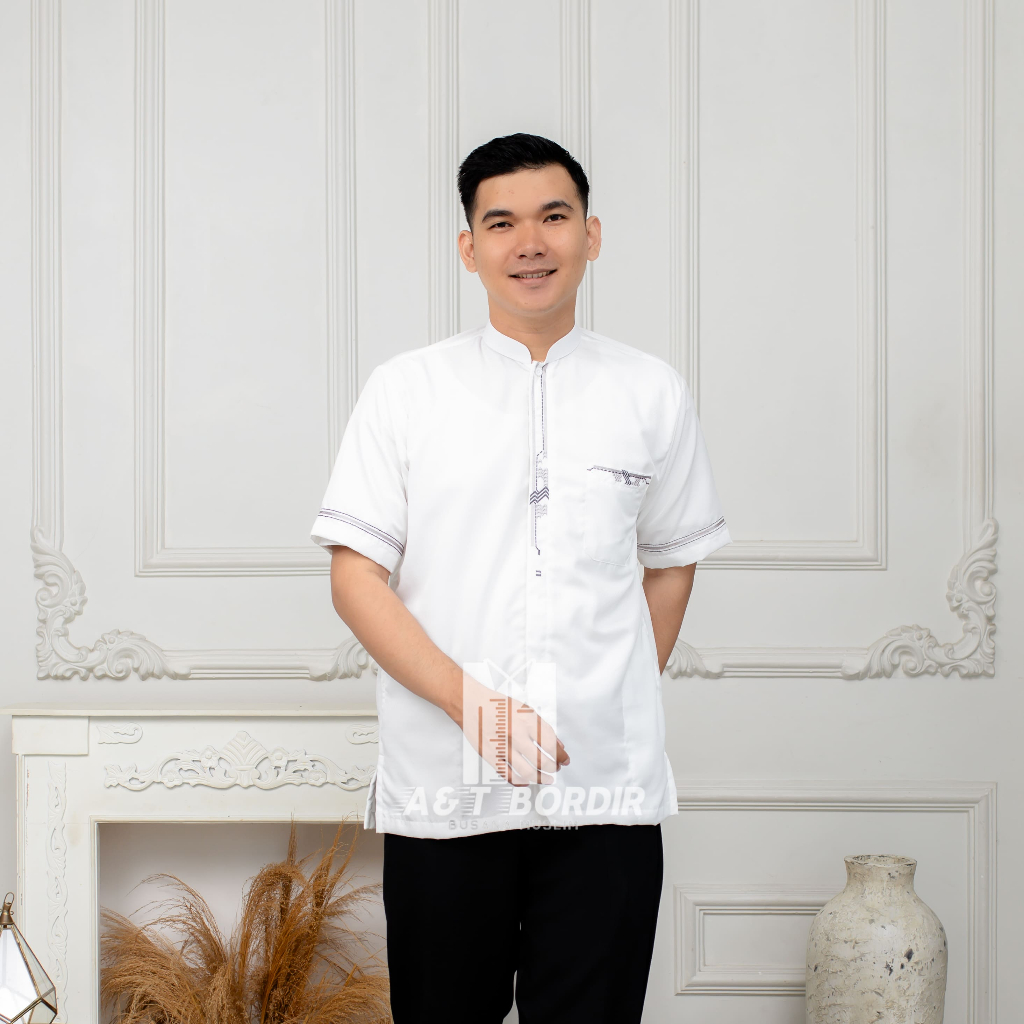 Koko putih bordir Koko pria dewasa Koko bordir dewasa Koko pendek bordir Koko putih pendek