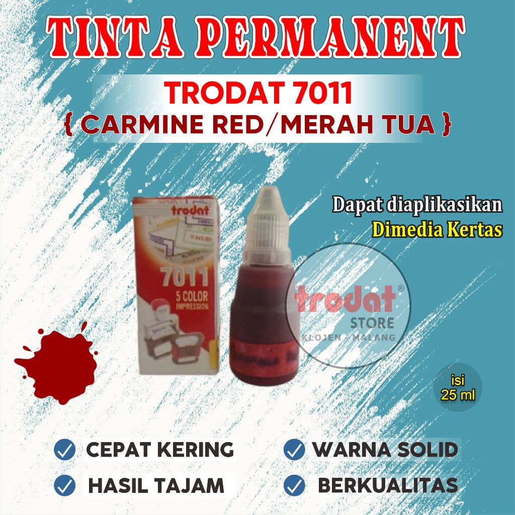 

Tinta Trodat 7011 Carmine Red / Warna Merah Tua / Refil tinta Trodat Original