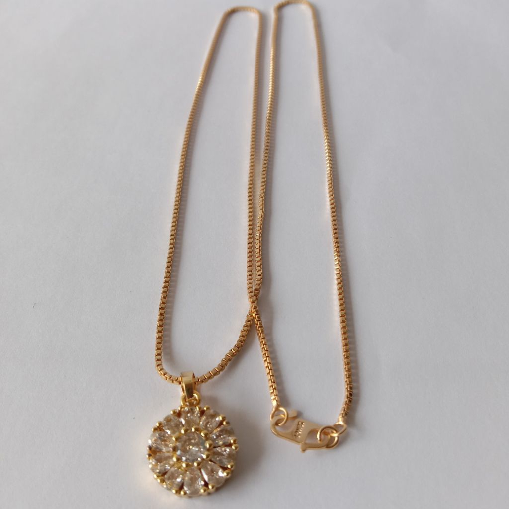 Kalung xuping kalung dewasa permata bulat rantai itali lapis emas anti karat perhiasan aksesaoris