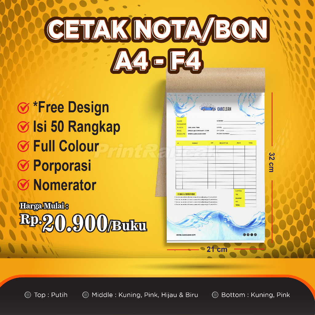 

PRINT CETAK NOTA CUSTOM DESAIN A4 / FOLIO