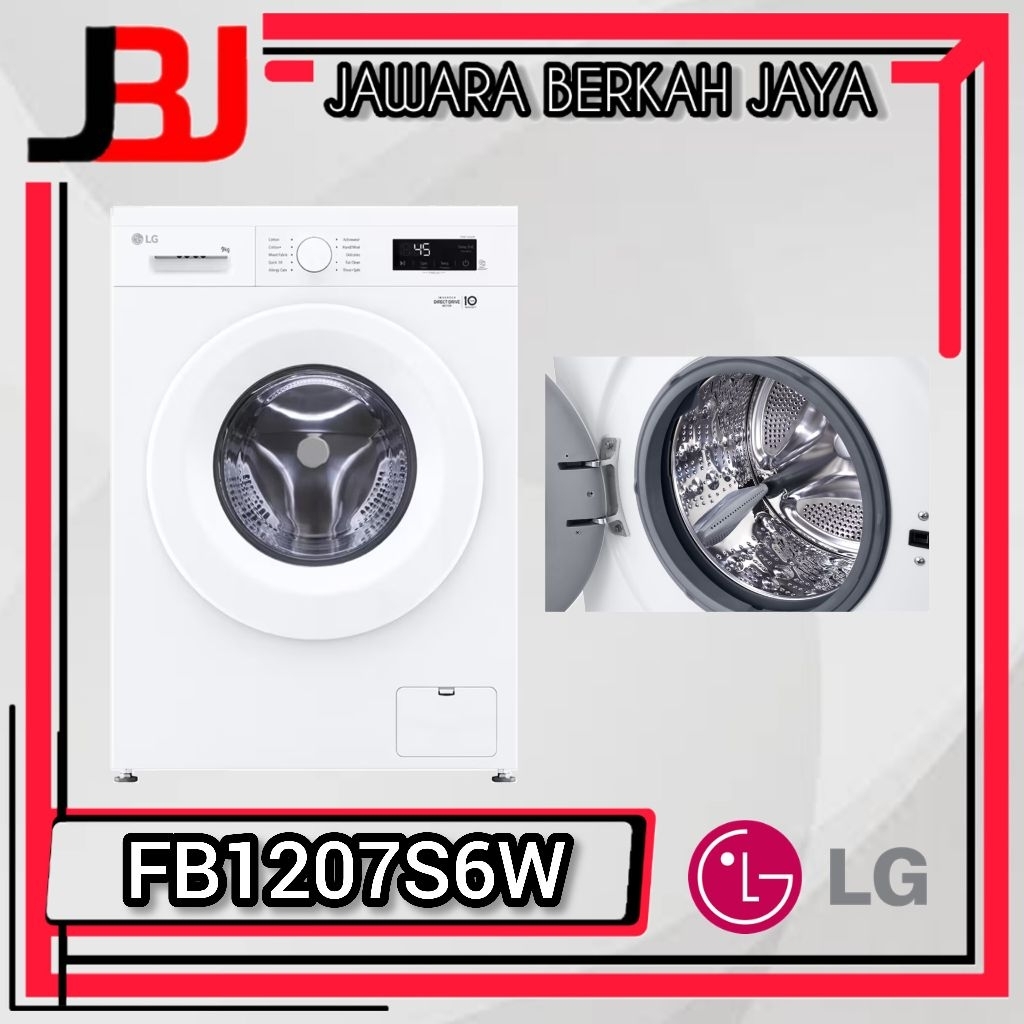 Mesin cuci LG 7kg Front loading Inverter FB1207S6W Mesin cuci LG Front loading 7kg mesin cuci 7 Kg O
