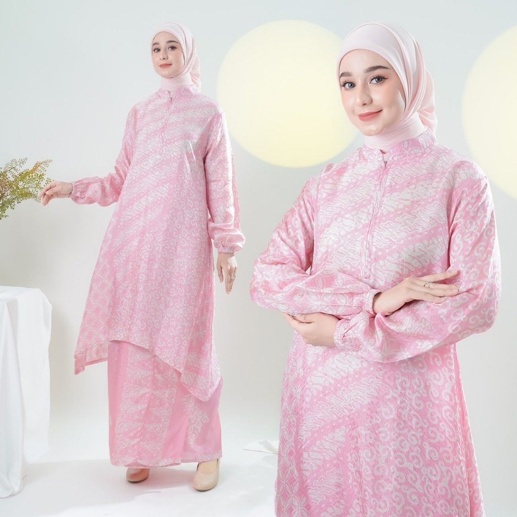 Set Batik Sutra Busui Gamis Busui Kekinian,Batik Kondangan Premium,Kebaya Wisuda Elegan,Setelan Musl