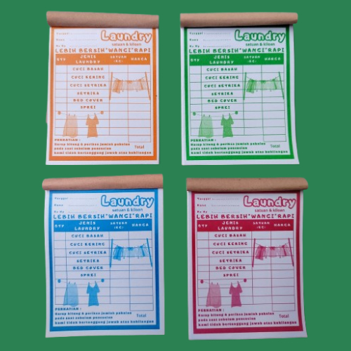 

NOTA LAUNDRY motif JEMURAN 1 ply / 1 rangkap warna warni