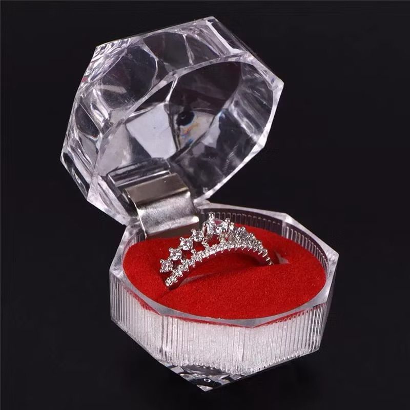 

Box Cincin pernikahan Aesthetic Acrylic Kristal Tempat Cincin Wadah Perhiasan Emas Ring