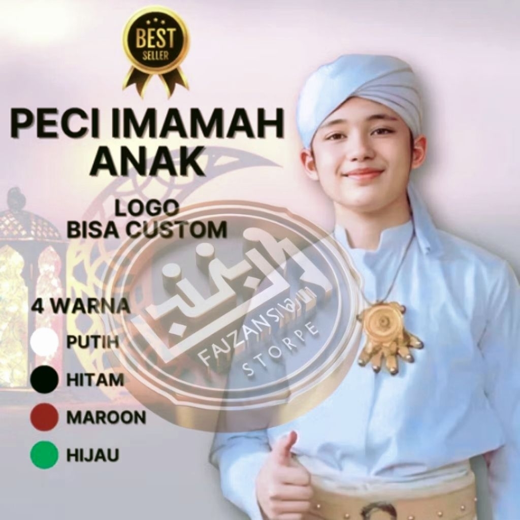 Peci Imamah Permanen 1.5 Meter Anak-Anak | Sorban Imamah 3 Meter | Sorban Kyai | Imamah Kian Santang