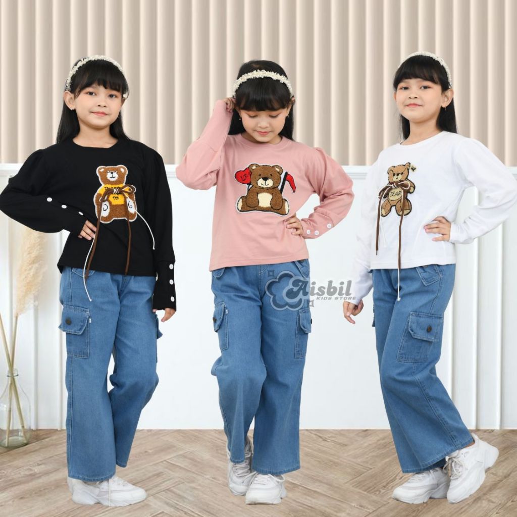 AISBILKIDS - One Set Anak Perempuan Terbaru || Setelan Kulot dan Atasan Kaos Tangan Panjang || Setel
