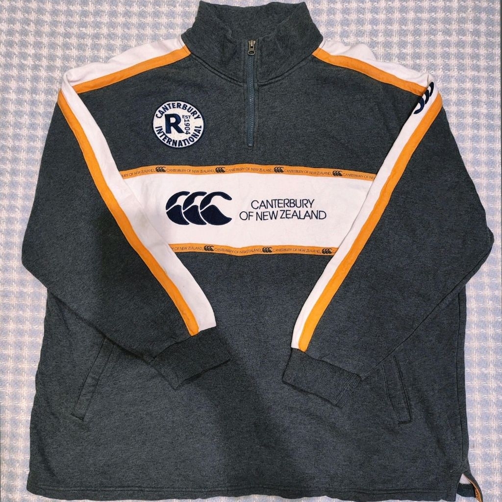 jacket halfzip canterbury rugby full bordir size XL fit XXL