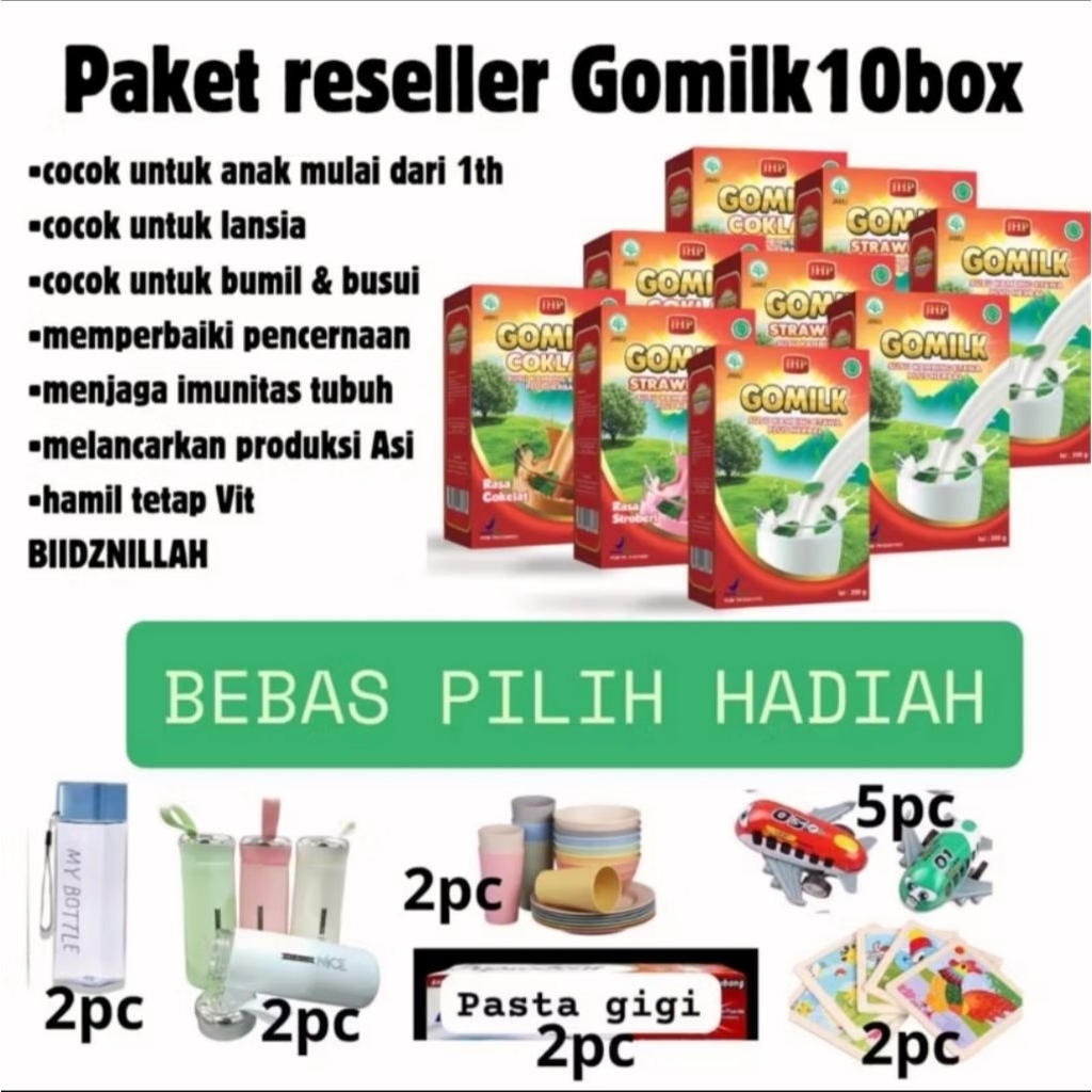 

[Promo 9.9 Free Pilih Hadiah] Paket Reseller 10Box Gomilk Susu Kambing Etawa Susu Kesehatan Keluarga