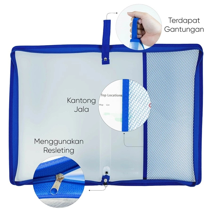 

Map Plastik Resleting Warna / Zipper Bag / Jaring Seleting Kantor & Sekolah Ukuran F4/Folio