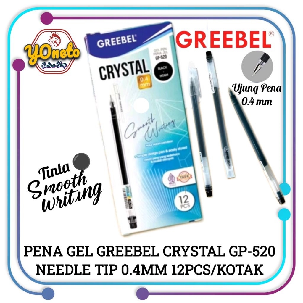 

Pena Gel Greebel Crystal 0.4mm GP-520 (12 PCS/Kotak)