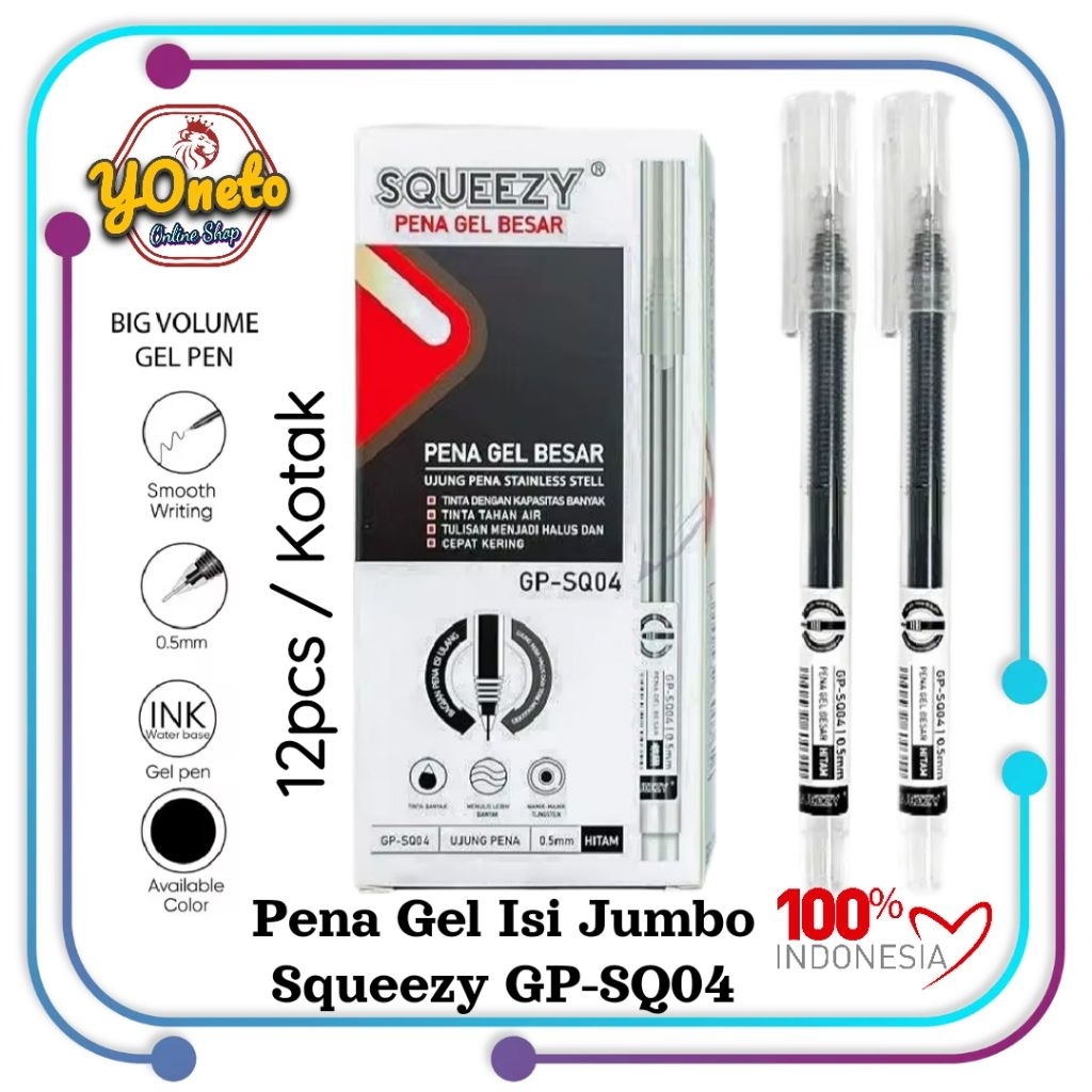 

Pena Gel Isi Jumbo Squeezy GP-SQ04 0.5mm (12pcs/Kotak)