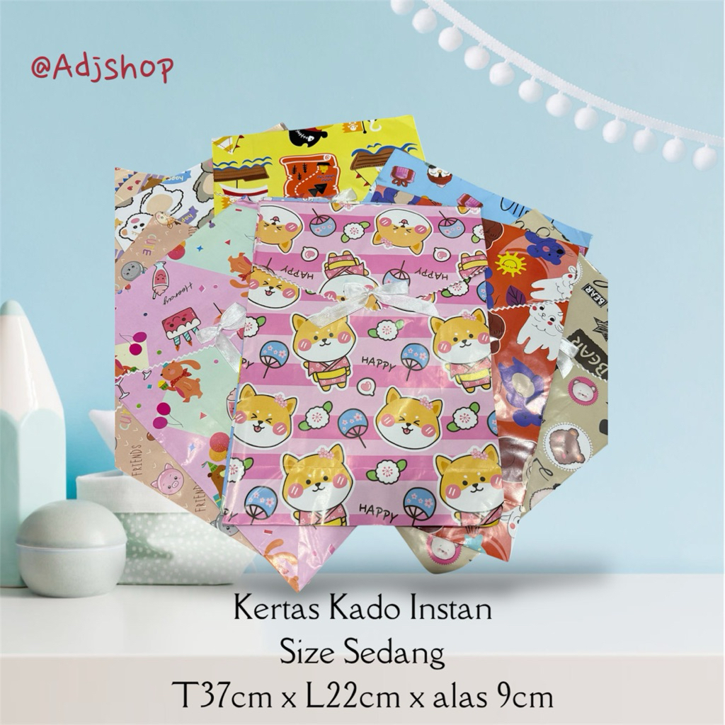 

KERTAS KADO INSTANT SIZE SEDANG FREE PITA / KERTAS KADO / KERTAS KADO INSTANT / KADO ULTAH / KADO / ULTAH / KERTAS KADO MURAH / KERTAS