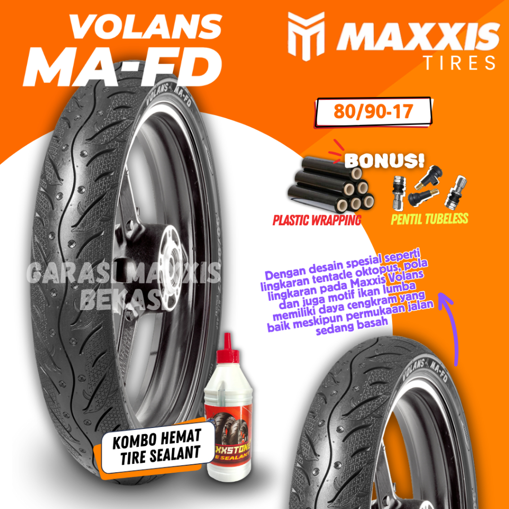 [READY STOCK COD] BAN MAXXIS VOLANS MA-FD TUBELESS RING 17 (80/90-17) BAN MOTOR RING 17 / BAN DEPAN 