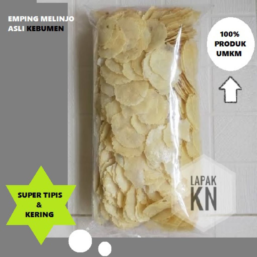 

Emping melinjo mentah super tipis Asli Kebumen 1kg.
