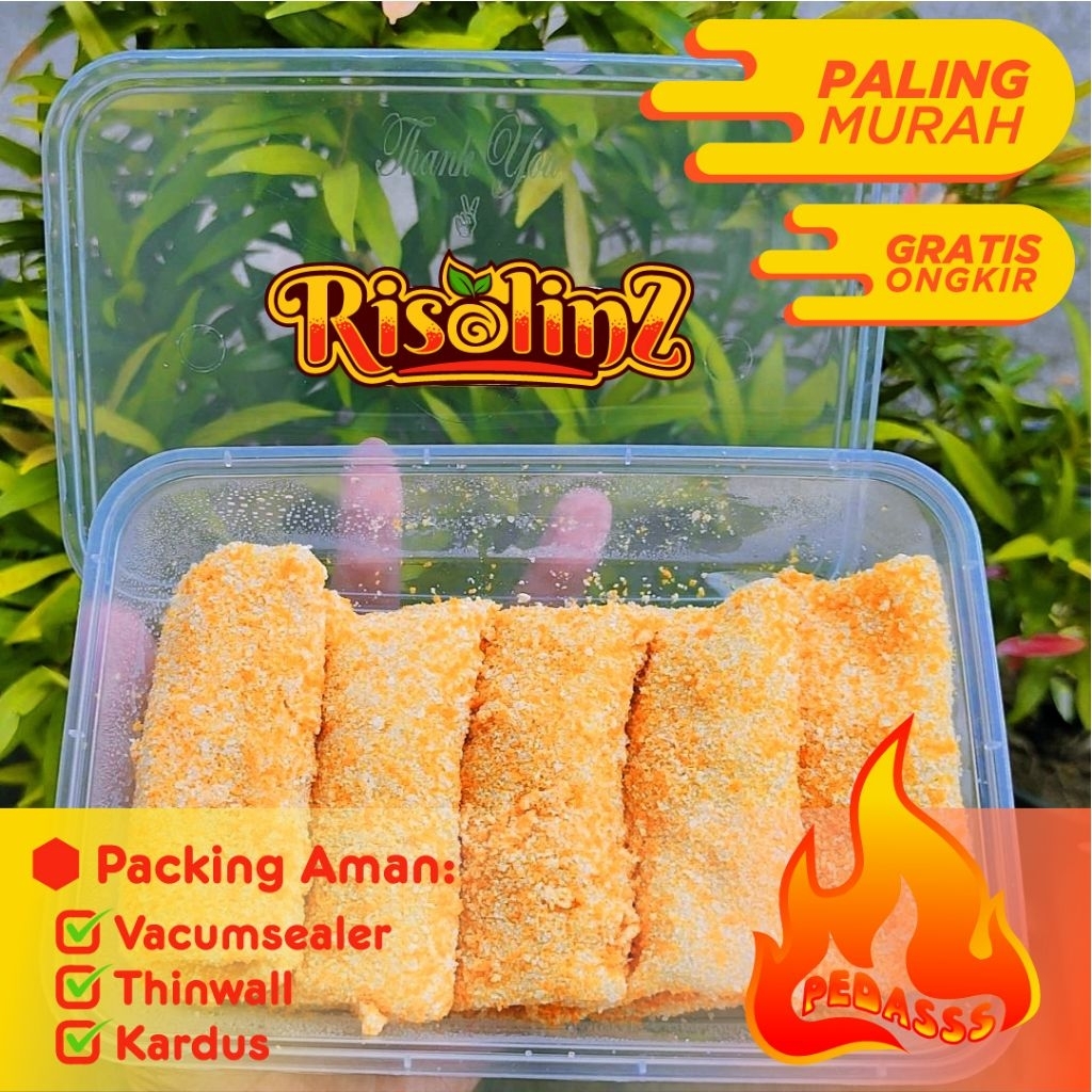 

HOT!!! RISOL MAYO SPICY (PEDAS) Frozen | isian Smoked beef,Telur,Bombai | by Risolinz | isi 5 pcs